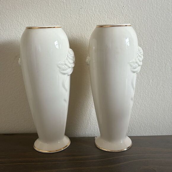 2 Vintage Lenox  Rose Bud Vase  24k Gold Trim. 7 1/2” Tall - Picture 5 of 6